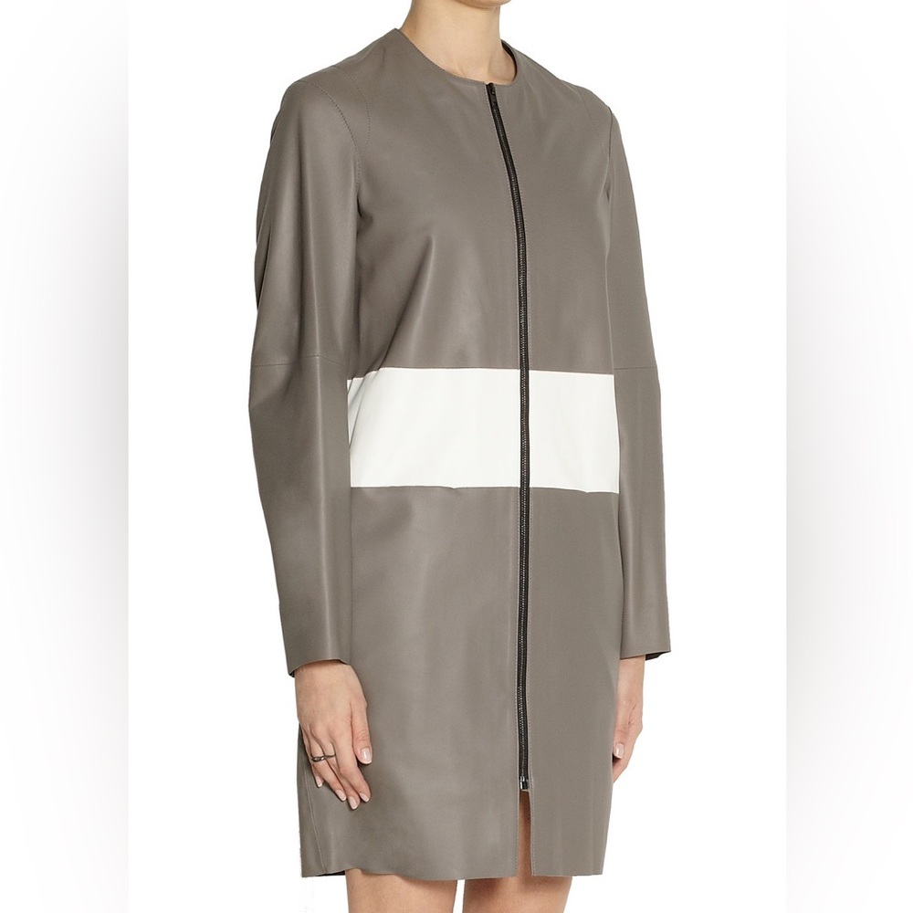 Joseph Taupe and White Leather Jacket